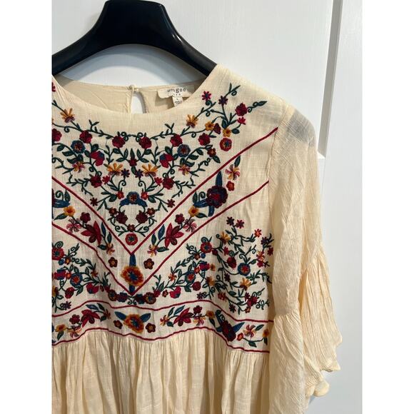 Umgee The Hanna Embroidered Ivory Boho Mini Festival Dress Cottagecore Sz L - Picture 5 of 13